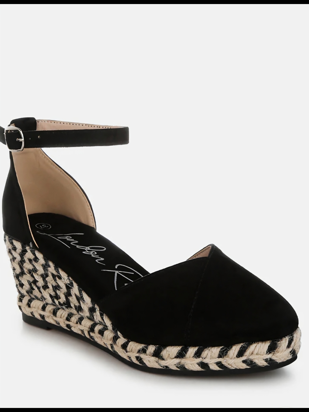 Black Espadrille Ankle-Strap Wedge Sandals - Women